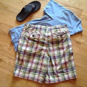 Abercrombie Madras Plaid Button Fly Shorts Men 32